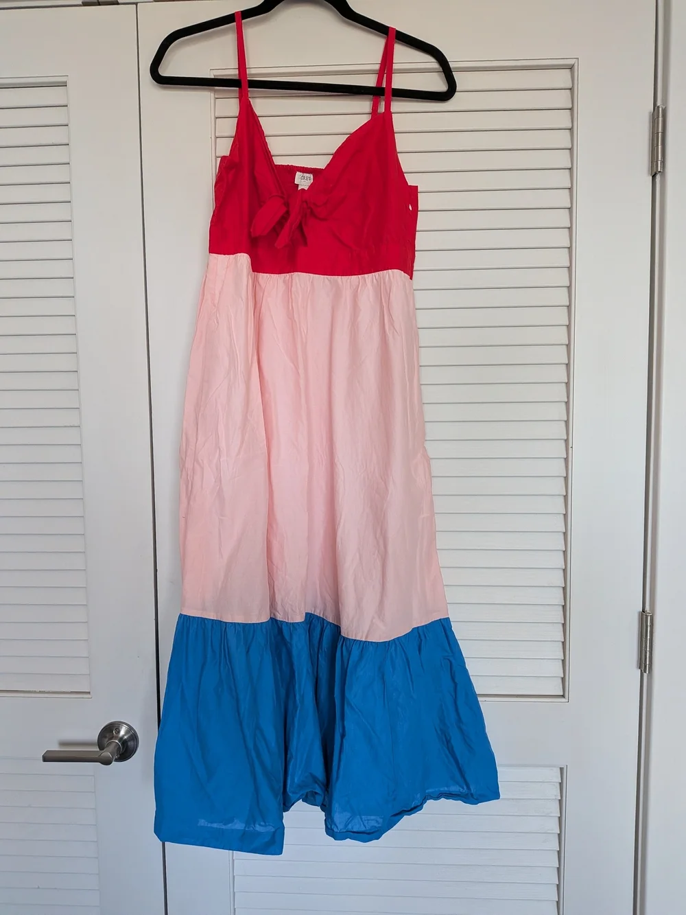J. Crew Colorblock Midi Sundress in Red, Pink & Blue